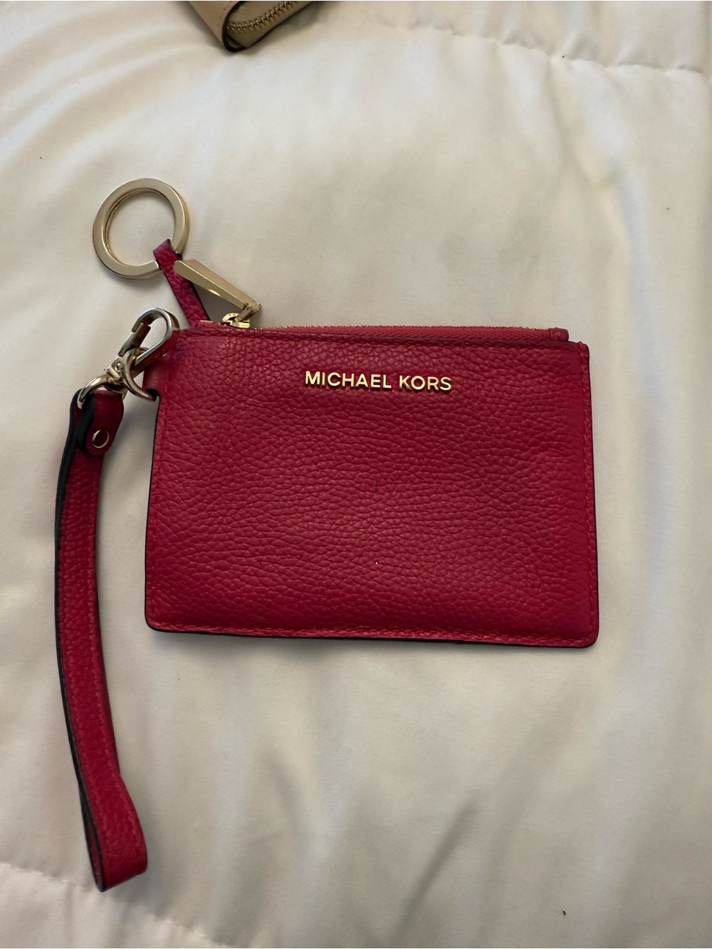 Michael Kors Hot Pink Pebbled Leather Wristlet Card Pouch